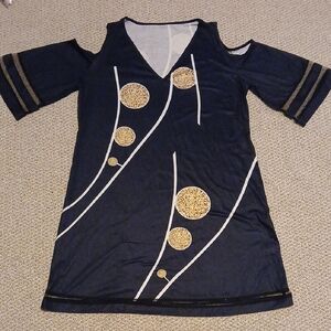 Womens Stylish Dark Gray Dress With Abstract Patterns Size XL